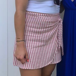 Red and White Striped Wrap Skirt